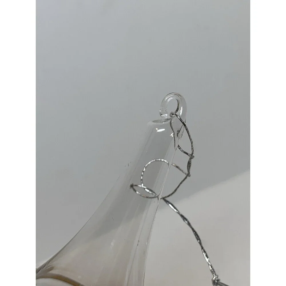 Christmas Ornament Hand Blown Glass Iridescent Tear Drop Gold Swirl Silvestri